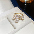 Gold Pearl Cluster C Earrings Multi Pearl Crystal Ring view 6