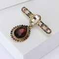 Bar Glass Teardrop Pendant Brooch Rhinestone Drop Pin view 3
