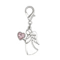 Silver Angel Heart Lobster Clasp Charm Clear Pink Red view 7