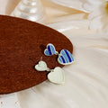 Double Layer Striped Heart Drop Earrings Blue Green Red view 4