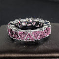 Triangle-Cut Full Eternity Band In Four Stone Colors view 8