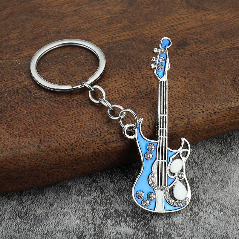 Microphone and Guitar Model Rhinestone Keychain for Bag Charm Gifts