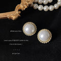Antique Gold Twisted Rope Round White Pearl Stud Earrings view 3