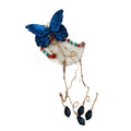 Blue Embroidered Butterfly Duckbill Hair Clip Gold Tassels view 5