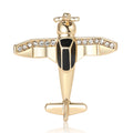 Crystal Airplane Brooch Black Enamel Cabin Gold Silver view 5