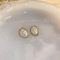 Organic Baroque Pearl Stud Earrings in Three Settings view 8