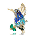 Gold Rhinestone Kingfisher Bird Brooch Multicolor Blue view 2