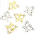 Pearl Body Crystal Butterfly Charms in Gold and Silver Tones view 2