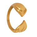 Open Dual Teardrop Cuff Ring Gold and Steel Metal Finish view 5