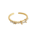 Gold Tone Clear Stone Row And Star Accent Open Adjustable Ring view 5