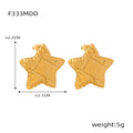Textured Star Stud Earrings Raised Center Gold Steel view 7