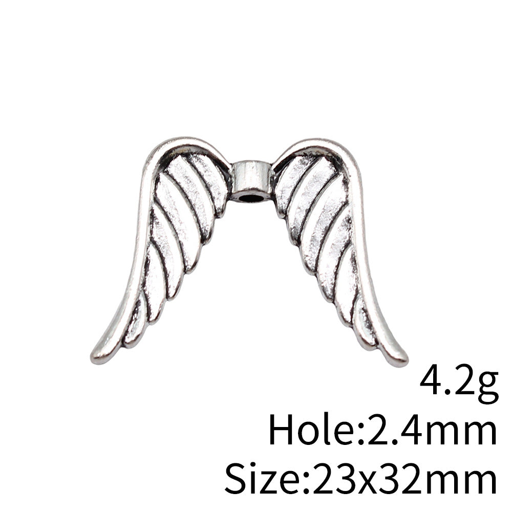 23x32mm 4.2g Antique Silver Zinc Alloy Angel Wing Loose Metal Beads for Bracelet DIY Jewelry Making