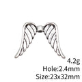Angel Wing Bead in Antique Silver with Raised Feather Detail view 4