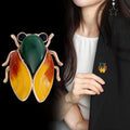 Blue and Orange Cicada Wing Gold Tone Metal Brooch Pin view 3