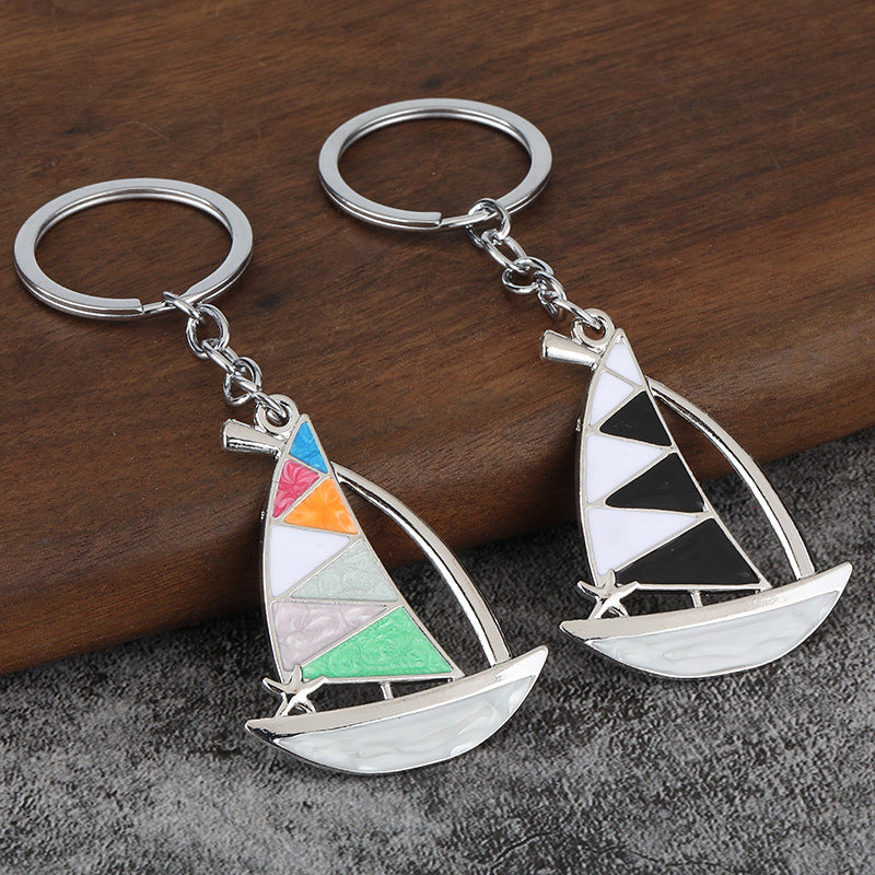Colorful Sailboat Zinc Alloy Beach Souvenir Keychain Gift