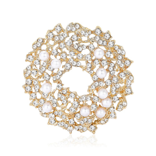 Crystal Floral Wreath brooch shown from the front