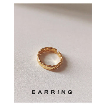 Gold Twisted Open Adjustable Band Ring Smooth Metal Finish