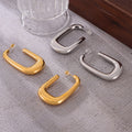 U Shape Oval Hollow Hoop Stud Earrings Gold Silver Metal view 4