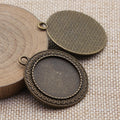 Round 25 mm Cabochon Pendant Settings in Two Antique Finishes view 4