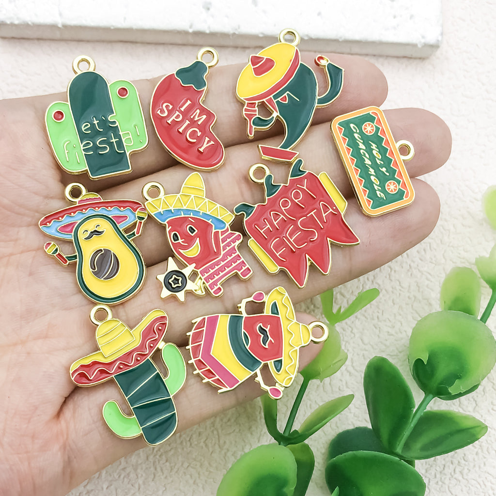 Enamel Zinc Alloy Cartoon Chili Pepper charm pendants for DIY bracelets necklaces keychains