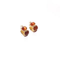 Red Cabochon Textured Gold Tone Wide Hoop Earrings view 5