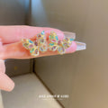 Multicolor Crystal Butterfly Stud Earrings with Polished Metal Accents view 3