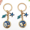 Six Blue Starfish Shell Ocean Metal Keychain Designs view 1