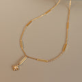 Gold Tone Star Pendant Lariat Necklace Paperclip Bar Links view 2