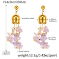 Crystal Chip Cluster Drop Earrings Gold Bell Cap Stainless view 8
