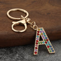 Rhinestone Letter Keychain Zinc Alloy Bag Charm A-Z Initial Gift
