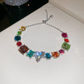 Multicolor Crystal Heart Center Silver Slider Bracelet view 6