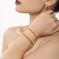 Gold Steel Bead Sliding Bolo Bracelets 6mm and 4mm view 2