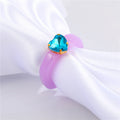Chunky Translucent Resin Heart Crystal Statement Rings in Five Colors view 4