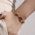 Gold Oval Czech Glass Station Bracelet Stainless Steel view 4