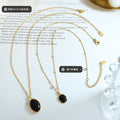 Cat's Eye Oval Pendant Necklaces Gold Silver Large Small Colors view 2