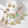 Green Resin Dried Flower Drop Earrings Gold Tone 8 Styles view 1