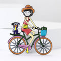 Acrylic Bicycle Girl Brooch Dog Basket Red Or Yellow Dress view 2