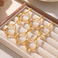 Gold Open Teardrop Geometric Drop Earrings Polished Finish view 4
