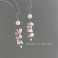 Pink Crystal Pearl Cluster Tassel Drop Earrings Pair view 4