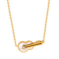 Gold Guitar Pendant Necklace White Pearlescent Inlay Rhinestone view 5