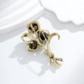 Rose Crystal Two Designs Metal Brooch Pin 4.4 x 6.4 cm view 3