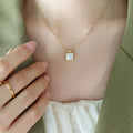 Square Shell And Black Acrylic Pendant Necklace Multi view 1
