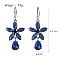 Silver Tone Crystal Flower Drop Openwork Crystal Five Designs Metal Dangle Earrings view 5