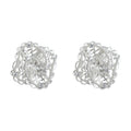 Silver Openwork Lace Filigree Crystal Square Stud Earrings view 5
