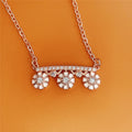 Rose Gold Tone Crystal Floral Bar Pendant Necklace view 2