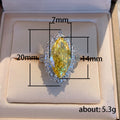 Yellow Marquise Solitaire Floral Cluster Ring In Silver Tone view 5