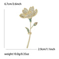 Long Stem Lotus Crystal Brooch in Pink or Champagne view 7