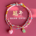 Pink Blue Multicolor Braided Cord Bracelet with Charms view 6