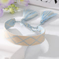 Wide Woven Geometric Pattern Tassel Adjustable Bracelets view 8