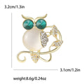 Gold Owl Brooch Cats Eye Body Rhinestone Eyes Two Styles view 7